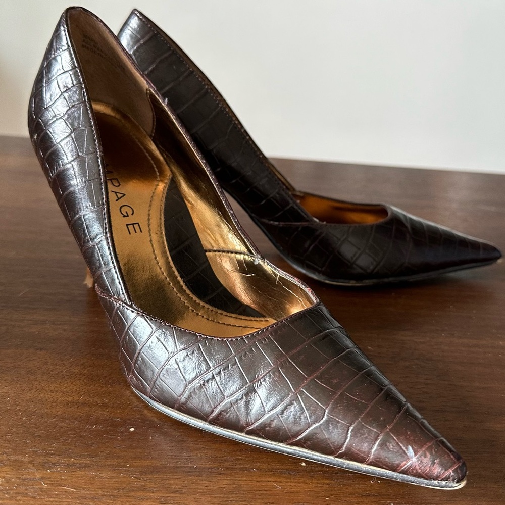 Rampage Brown Crocodile Print Heels